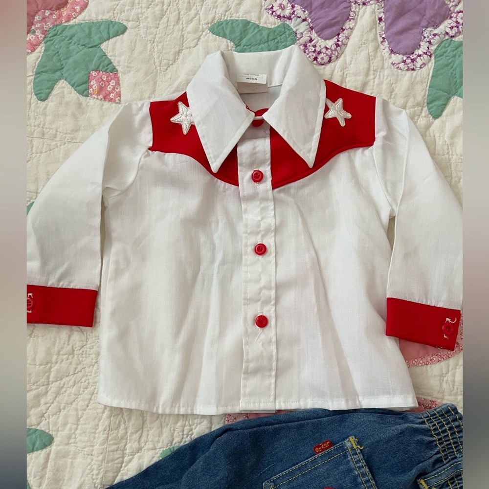 Vintage Little Levis flare denim jeans outfit red tab - Picture 3 of 12